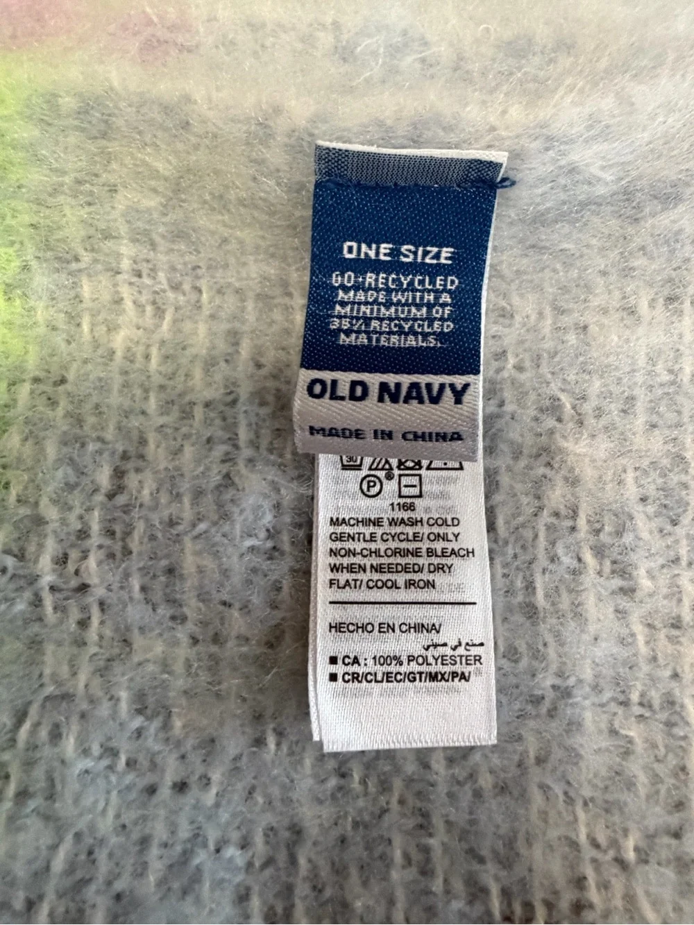 Old Navy Women’s Brushed Multicolor Plaid Fringe Rectangle Scarf Polyester